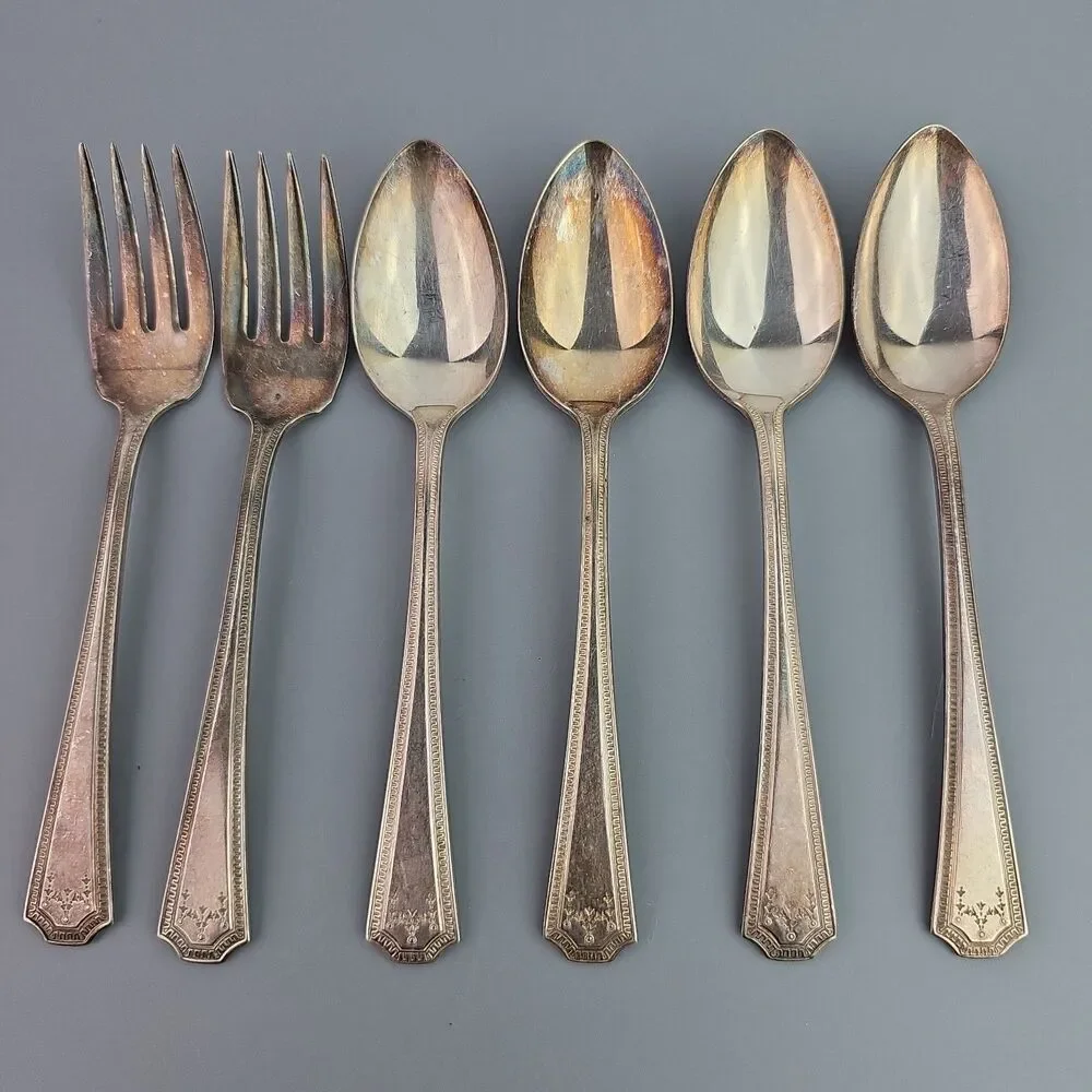 Vintage National Silver Co. EPNS Silverplate 2 Salad Forks 4 Tea Spoons ADAM